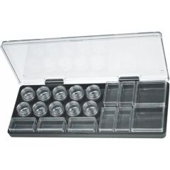 SCATOLA DI PLASTICA IMPILABILE CON 19 SCATOLINI FONDO NERO