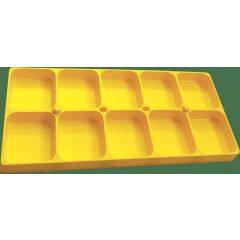 VASSOIO IN PLASTICA IMPILABILE CON  10 SCOMPARTI GIALLO