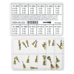 ASSORTIMENTO PULSANTI A PRESSIONE FORMA ZIGRINATA ACCIAIO