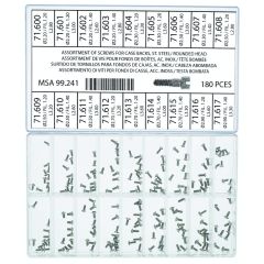 ASSORTIMENTO VITI FONDO CASSA CON TESTA PIATTA ACCIAIO 180pz